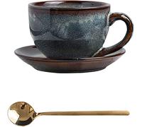 KazeRyu Ensemble Tasse À Café Et Soucoupe Rétro Kiln Change, Tasse Ronde/carrée En Céramique, 210 Ml, For Le Bureau, La Famille Et Les Amateurs De Café
