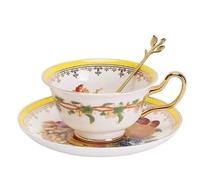 KazeRyu Ensemble Tasse Et Soucoupe À Café En Céramique Faits Main - Motif Fruits Roses For Café, Thé Et Lait D'avoine - 200 Ml(3)