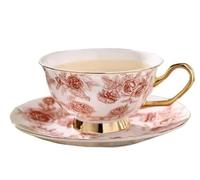 KazeRyu Ensemble Tasse Et Soucoupe À Café En Céramique Faits Main - Poterie Roses Bleues - 200 Ml For Café, Thé Et Lait D'avoine(3)