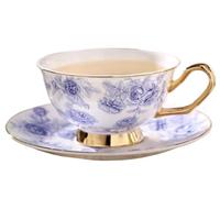 KazeRyu Ensemble Tasse Et Soucoupe À Café En Céramique Faits Main - Poterie Roses Bleues - 200 Ml For Café, Thé Et Lait D'avoine(1)
