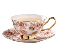 KazeRyu Ensemble Tasse Et Soucoupe À Café En Céramique Faits Main - Poterie Roses Bleues - 200 Ml For Café, Thé Et Lait D'avoine(5)