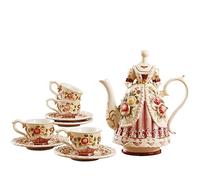 KazeRyu Service À Thé En Porcelaine For Adultes - Design Royal À Motif Floral, Comprenant Une Théière, 4 Tasses Et Soucoupes