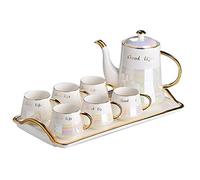 KazeRyu Service À Thé Et À Café En Porcelaine Avec Théière En Céramique Et 6 Tasses - Service À Thé Moderne For Adultes