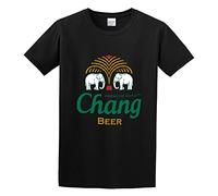 KAZHILAN Chang Beer Southeast Thailand Cotton Shirt Unisex 100% Cotton Short-Sleeve T-Shirts Black L