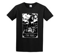 KAZHILAN Deadly Tarot - The Fool Heather Black Denim Unisex 100% Cotton Short-Sleeve T-Shirts Black L
