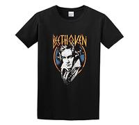 KAZHILAN Heavy Metal Beethoven Vintage Graphic Unisex 100% Cotton Short-Sleeve T-Shirts Black M