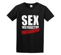 KAZHILAN Sex Instructor First Lesson Free Unisex 100% Cotton Short-Sleeve T-Shirts Black XL