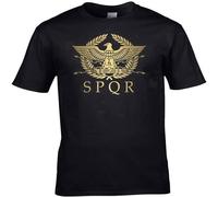 KAZHILAN SPQR Roman Empire Metallic Gold Eagle Historical Men's T-Shirt L