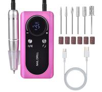 KAZIPOP Ensemble de lime à ongles électrique portable pour machine à ongles en gel acrylique, lime à ongles rechargeable avec forets et bandes abrasives pour manucure, salon de manucure à domicile