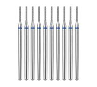 KAZIPOP Lot de 10 forets à ongles avec rotation bidirectionnelle en alliage dur - Diamètre standard ISO - Compatible avec la plupart des perceuses à ongles (diamant cylindrique de 9 mm de long, M)