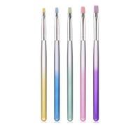 KAZIPOP Lot de 5 pinceaux à tête plate en acrylique avec poils en nylon pour vernis gel, manucure UV/LED avec manche transparent