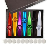 Kazoos en alliage d'aluminium avec 10 flûtes à membrane pour guitare, partenaire, instruments de musique, bon cadeau pour enfants, 17 pièces dans un élégant coffret cadeau (couleurs assorties)