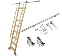 KAZUP Échelle de Grange coulissante de 6,6 à 26,2 Pieds, matériel Roulant, échelle de bibliothèque coulissante, Rouleaux de Sol avec Frein, Acier Inoxydable, sans échelle (Taille : 8ft/244cm Track