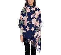 KazUp Fleur De Cerisier Floral Sakura Bleu Marine, Écharpe Femme Grand Doux Au Toucher Cachemire Châles Wraps Étole Légère 192x75 cm