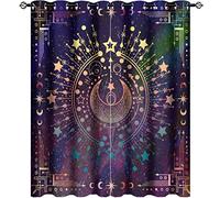 Kazynee Rideaux occultants à motif mandala indien pour chambre à coucher, motif bohème soleil lune, hippie, teinture par nœuds, œillets à isolation thermique, rideaux occultants pour fenêtres, 2
