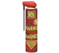 KB FOURMIS ARAIGNEES AEROSOL- Action foudroyante et longue durée - Elimine fourmis, araignées, cafards, puces, punaises, cloportes - Double buse - multifonction 2 précisions : jet large ou jet ciblé