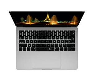 KB Covers Housse de Clavier français Lavable pour MacBook Pro Late 2016+ avec w-Touch Bar Noir