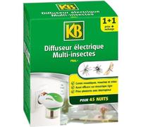 KB HOME DEFENSE KBMDIFF - Diffuseur Prise Multi-Insectes + Recharge 35 ml - Prise anti-insectes (moustiques, mouches, mîtes, etc) - Protège des insectes pendant 45 nuits -Efficace même fenêtre ouverte