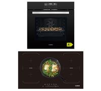 KB ELEMENTS Kit de cuisinière autonome | Four encastrable de 60 cm | Fonction Air Fry | Plaque à induction de 90 cm | Plaque de cuisson à induction avec deux zones flexibles | Grill | Air chaud | Aqua