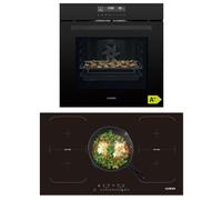 KB ELEMENTS Kit de cuisinière autonome | Four encastrable de 60 cm | Fonction Air Fry | Plaque à induction de 90 cm | Plaque de cuisson à induction avec deux zones flexibles | Grill | Air chaud | Aqua