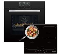 KB ELEMENTS Kit de cuisinière autonome | Four encastrable de 60 cm | Fonction Air Fry | Plaque à induction de 59 cm | Plaque de cuisson à induction avec deux zones flexibles | Grill | Air chaud | Aqua