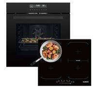 KB ELEMENTS Kit de cuisinière autonome | Four encastrable de 60 cm | Fonction Air Fry | Plaque à induction de 59 cm | Plaque de cuisson à induction avec deux zones flexibles | Grill | Air chaud | Aqua