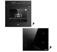 KB ELEMENTS Kit de cuisinière autonome - Four encastrable de 60 cm - Plaque à induction de 59 cm - Fonction maintien au chaud - Barbecue - Air chaud (plaque à induction de 59 cm avec fiche/noir-2)