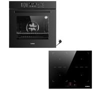 KB ELEMENTS Set de cuisinière autonome - Four encastrable de 60 cm - Plaque de cuisson de 59 cm - Plaque de cuisson avec zone flexible - Minuterie - Sécurité enfant - Barbecue - Air chaud - Plaque à