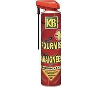 KB FOURMIS ARAIGNEES AEROSOL- Action foudroyante et longue durée - Elimine fourmis, araignées, cafards, puces, punaises, cloportes - Double buse - multifonction 2 précisions : jet large ou jet ciblé