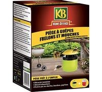 KB HOME DEFENSE HDPIEGUEP2 - Piège à Guêpes, Frelons et Mouches Sans Insecticide 1 piège + 1 recharge 400 ml - Piège à placer en extérieur et réutilisable - Prêt à l'emploi - Efficacité immédiate