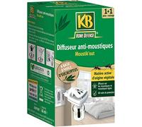 KB HOME DEFENSE KDIFFNAT - Diffuseur Prise Anti-Moustiques Sans Insecticide + Recharge 46 ml - A base d'huile d'eucalyptus, matière active végétale - Protège pendant 60 nuits - 1 diffuseur = 20 m²