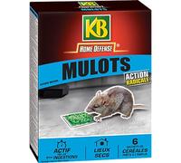 KB HOME DEFENSE MULOCERN - Céréales Anti-Mulot 150 g - Action radicale et forte attractivité - Actif dès la 1ère ingestion - Spécial lieux secs - 6 sachets de céréales de 25 g