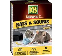 KB HOME DEFENSE RASOFLOC - Blocs Anti-Rats et Souris 200 g - Ultra efficace, irrésistible et attractif - Ultra resistants aux températures extrêmes - Spécial lieux secs et humides - 8 blocs de 25 g