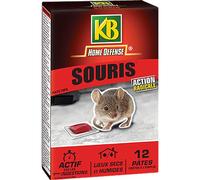 KB HOME DEFENSE SOURIPAT - Pâtes Anti-Souris 120 g - Actif dès la 1ère ingestion - Spécial lieux secs et humides - 12 sachets de 10g - prêts à l'emploi- jusqu'à 4 stations d'appâtage