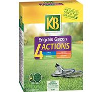 KB K4S - Engrais Gazon 4 Actions Naturel 3,5 kg - 1 application pour 3 mois- Reverdit la pelouse - Stimule pour limiter les mousses - Densifie pour prévenir les mauvaises herbes - Pour 85m² d'épandage