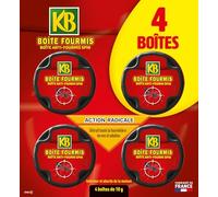 KB KFOUB4 - Anti-Fourmis Boîtes Appât x4 - Détruit durablement et en profondeur les fourmilières - Actif à faible dose - Anti-fourmis utilisable en intérieur et extérieur - Fabriqué en France