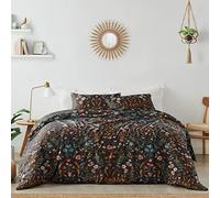 KB & Me Sweet JoJo Designs Parure de lit 3 pièces avec Housse de Couette et taie d'oreiller Motif Floral et Fleurs Sauvages Style bohème bohème Noir et Orange pour lit Double