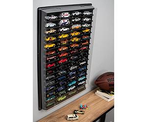 KB Tools Vitrine pour Hot Wheels avec couvercle transparent Étagères de rangement pour jouets avec 60 emplacements Boîte de rangement cubique en plastique résistant Design moderne et couleurs (Noir)