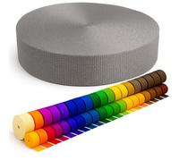 KBBB Sangle 2m 5m 10m 50m de long - 50 couleurs Largeurs: 10 mm 15 mm 20 mm 25 mm 30 mm 40 mm 50 mm Sangle en polypropylène pour sacs, idéale pour les projets DIY et travaux manuels 134 Argent 40 mm x