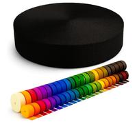 KBBB Sangle 2m 5m 10m 50m de long - 50 couleurs Largeurs: 10 mm 15 mm 20 mm 25 mm 30 mm 40 mm 50 mm Sangle en polypropylène pour sacs, idéale pour les projets DIY et travaux manuels 580 Noir 40 mm x 5
