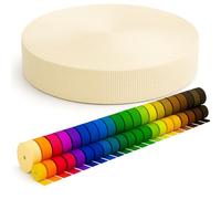 KBBB Sangle 2m 5m 10m 50m de long - 50 couleurs Largeurs: 10 mm 15 mm 20 mm 25 mm 30 mm 40 mm 50 mm Sangle pour sac en polypropylène, idéale pour les projets DIY et travaux manuels 031 Crème claire 40