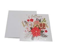 KBC Carte De Voeux - 3 Cartes Meilleurs Voeux Fleurs de Noel Décor Brillant
