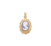 KBC - Pendentif Plaqué Or 20x15mm - Camée Bleu