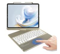KBCASE Étui avec clavier pour iPad Air 13" M3/M2/iPad Pro 12,9" 6e/5e/4e/3e génération (2018-2022), rotation à 360° avec pavé tactile et porte-crayon pour iPad Air 13/Pro 12,9" (gris clair)