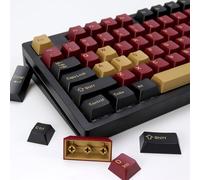 KBDiy Lot de 174 touches de clavier samouraï rouge clone PBT double shot personnalisé, touches 60 %, touches Cherry Profile pour clavier mécanique GK61/64/68/84/87/100/104/108