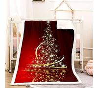 KBDQGX Couverture Lit en Flanelle 3D Sapin De Noël Rouge Imprimée 150X180Cm Couverture Polaire 100% Microfibre Douce, Plaid Polaire Grande Taille pour Canapé Et Lit, Chaude Et Confortable