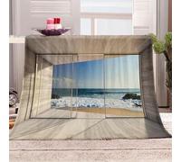 KBDQGX Couverture Polaire en Microfibre Balcon Plage Vagues 3D Imprimée Douce Fluffy Flanelle Couverture De Lit Plaid Canapé Convient Adultes Et Enfants Rester Chaud en Hiver 150X180Cm