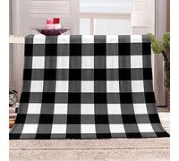 KBDQGX Couverture Polaire en Microfibre Grille Géométrique Noire Et Blanche 3D Imprimée Douce Fluffy Flanelle Couverture De Lit Plaid Canapé Convient Adultes Et Enfants Rester Chaud en Hiver 80X150