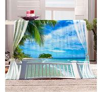 KBDQGX Couverture Polaire en Microfibre Paysage Océanique Bleu 3D Imprimée Douce Fluffy Flanelle Couverture De Lit Plaid Canapé Convient Adultes Et Enfants Rester Chaud en Hiver 180X200Cm