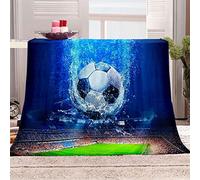 KBDQGX Couverture Polaire en Microfibre Terrain De Football Sportif 3D Imprimée Douce Fluffy Flanelle Couverture De Lit Plaid Canapé Convient Adultes Et Enfants Rester Chaud en Hiver 180X220Cm